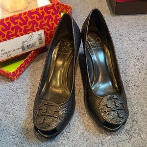 Tory Burch Black Leather Wedges - Sally 2